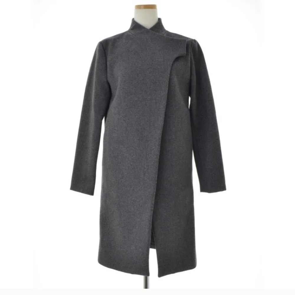 NEW Kate Spade Saturday Gray Wool Blend Pea Coat Snap Button Chest Closure